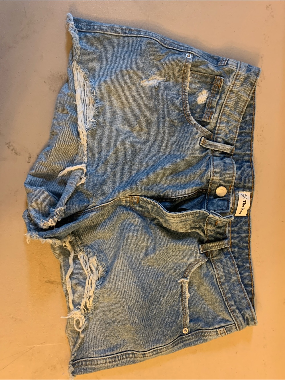 The Jean High-Rise Distressed Denim Shorts - Blue